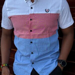 Men’s Casual Color-Block Button-Up Shirt